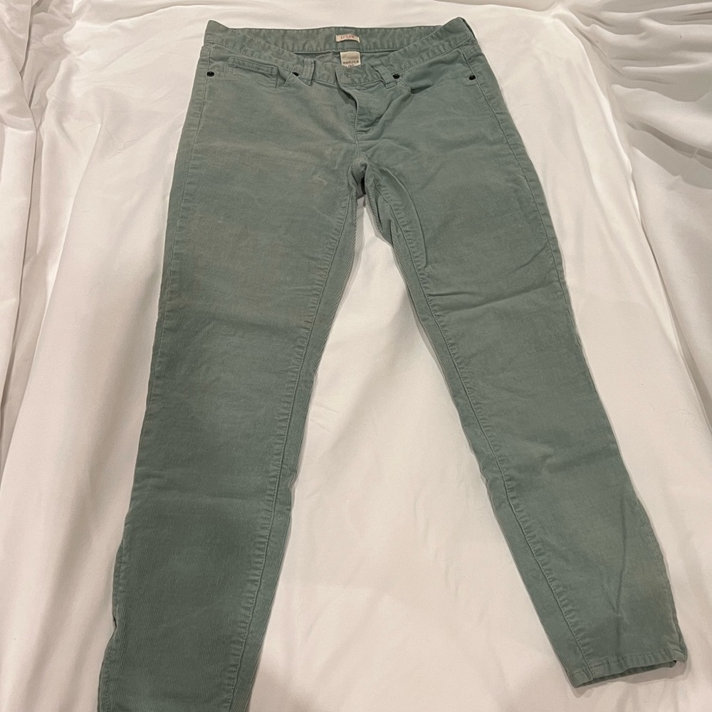 J Crew Sz 28 Toothpick Mint Green Corduroy Pant
